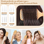 Hair Brush-Natural Wooden Bamboo Brush and Detangle Tail Comb, Paddle Hairbrush for Women Men and Kids Make Thin Long Curly Hair Health and Massage Scalp