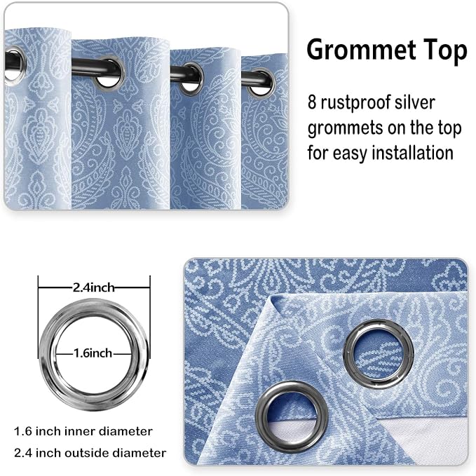 DWCN Navy Blue Room Darkening Blackout Curtains - Image 5