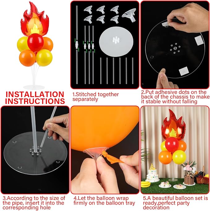 4 Sets Fire Party Balloons Stand Kit - Image 3