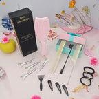 Hair Brush Set, Professional Styling Tools with Combs and Accessories, Pink, Gift Box Included (Pink Brush+Black Brush)