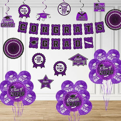 Purple Themed 2026 Graduation Decorations Set - Image 6