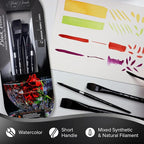 Silver Brush Limited WC-3202S Black Velvet Professional Watercolor Set, Set of 4, Size 8 Round, Size 8 Script Liner, Sizes 3/4 and 1 Inch Flat Wash Paintbrushes, Short Handle