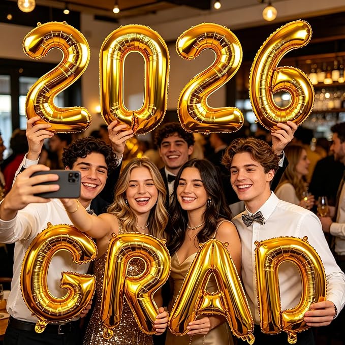 32 Inch Graduation Balloons, Large Foil Mylar 2026 Number and GRAD Letter - Image 6