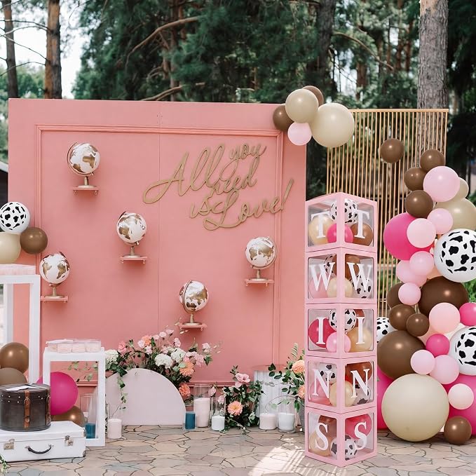 Thyle 5pcs Pink Twins Baby Shower Boxes Cowgirl Baby Shower Decorations - Image 6