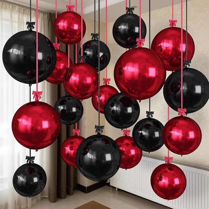 Black Burgundy Round Foil Balloons by Togvu