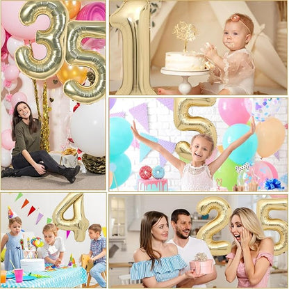 40 inch White Gold Number Balloon Giant Foil Helium Balloons Champagne Gold - Image 3