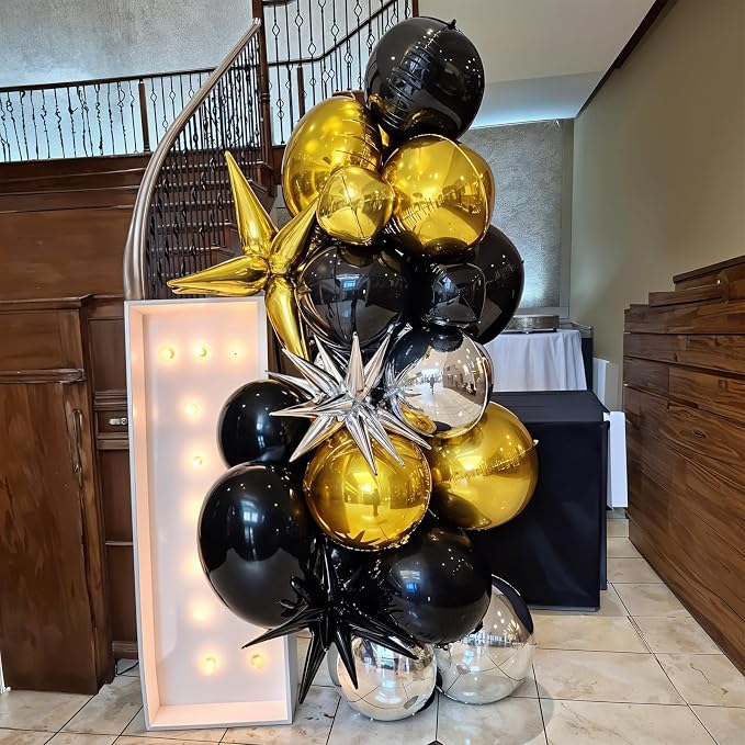 12Pcs Black Round Foil Balloons - Image 5