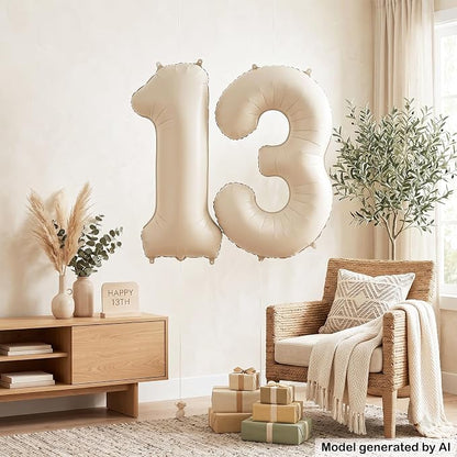 40" Beige Foil Number 13 Balloon - Image 4