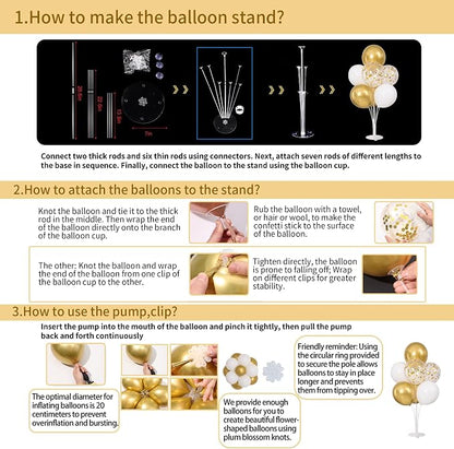 Gold and White Balloons Table Centerpieces Stand Kit - Image 3