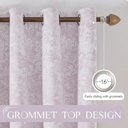 Beauoop Purple Floral Jacquard Blackout Curtains - Image 6