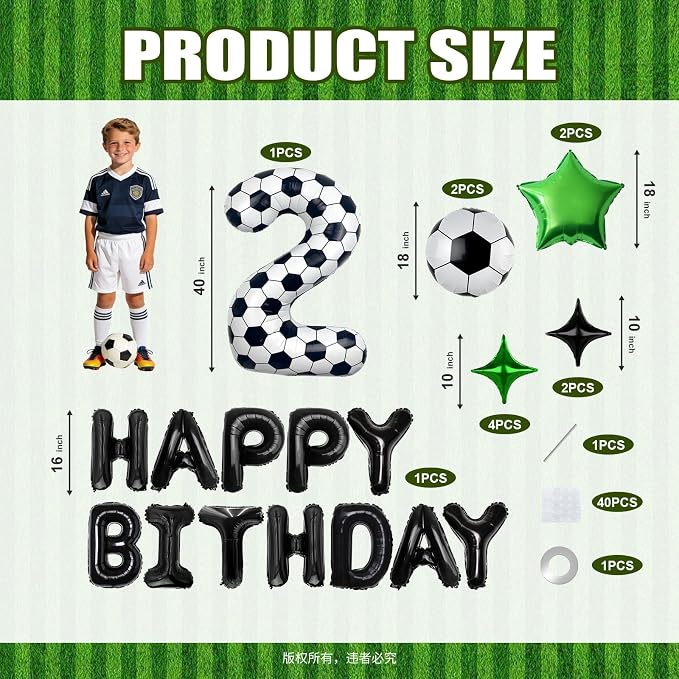 40 Inch Soccer Number 2 Balloon Set, Soccer Birthday Party Decorations | Sports - Image 2