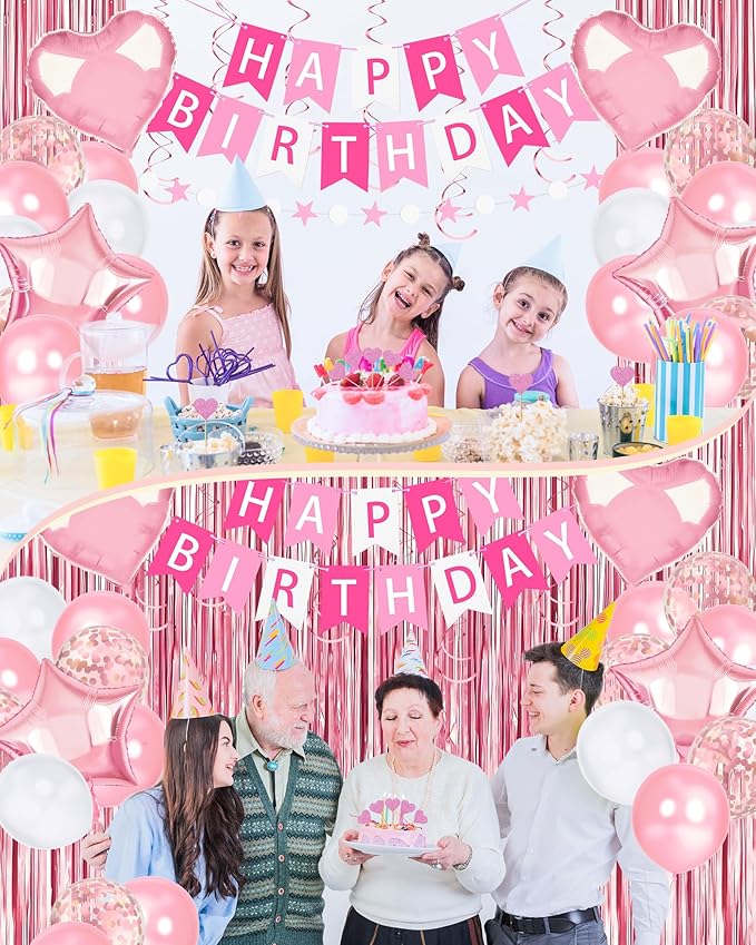 Pink Happy Birthday Party Decorations - Image 3
