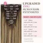 GOO GOO Clip in Hair Extensions Real Human Hair, Remy Human Hair Extensions Clip ins for Women, Natural Human Hair, 26inch 260g 9Pcs, #4/27/4 Balayage Chocolate Brown to Caramel Blonde