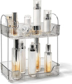 Bathroom Counter Organizer Countertop Storage Skincare Countertop Makeup Organizer Cosmetics Skincare Organizers Holder for Perfume-Grey-silver pole