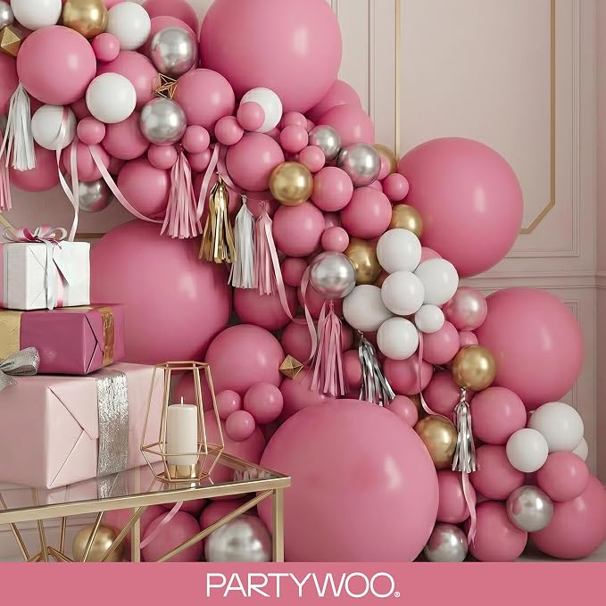 PartyWoo Mauve Dusty Balloons 140pcs Pink Rose Color 18 12 10 5 Inch | 18 12 10 - Image 8