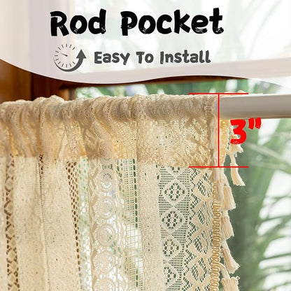 Sutuo Home Beige Boho Short Curtains - Image 3