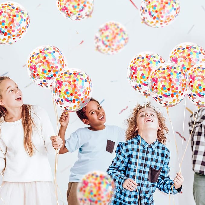 Gejoy 50 Pieces Rainbow Multicolor Confetti Balloons 12 Inches Latex Balloon - Image 4
