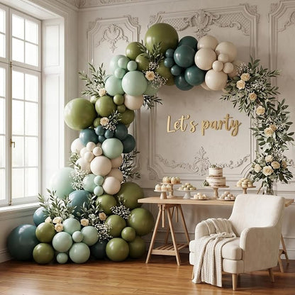 Dusty Blue Green Beige Balloons 72PCS Sage Green and Blue Cream Helium Latex - Image 3