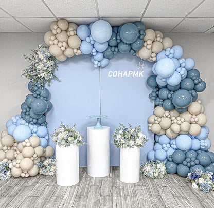 Dusty Blue White Sand Balloon Arch Garland Kit 141pcs Slate Fog Baby Blue Sand - Image 2
