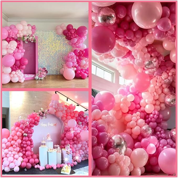 412Pcs Pink Balloon Garland Arch Kit, 18 12 10 5 Inch Hot Pink Balloons - Image 5