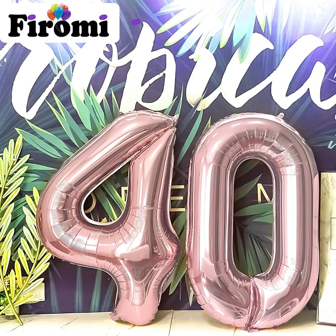 FIROMI 40 Foil Number Balloons Rose Gold 40-inch Big Mylar Balloon Numbers | - Image 4