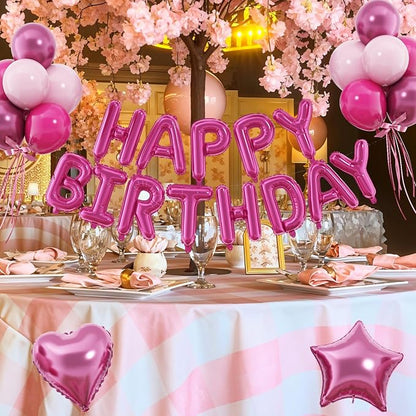 29PC Hot Pink Happy Birthday Balloon Banner, 16 Inch 3D Letter Banner Sign - Image 4