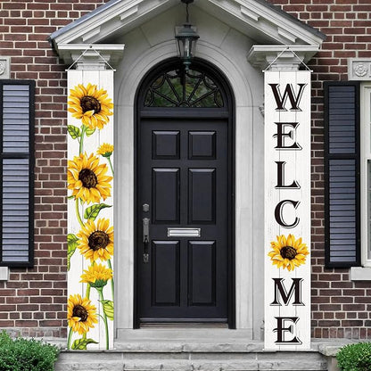 Tatuo Sunflower Welcome Hanging Banners Summer Porch Banners Flags Spring Door - Image 4
