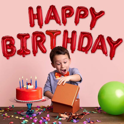 Happy Birthday Balloons Banner Red 16 Inch Mylar Foil Letters | Inflatable - Image 7