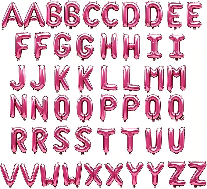 52 Pcs Hot Pink Letter Balloons, Custom 2 Set A-Z Set - Image 2