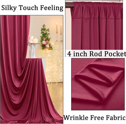 40ftx10ft Wrinkle Free Maroon Backdrop Curtains - Image 2