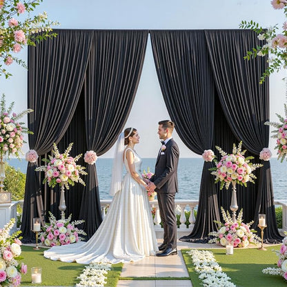 40ftx10ft Wrinkle Free Black Backdrop Curtain - Image 9