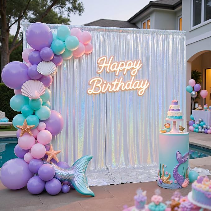 gogoparti 20x10FT Laser Silver Sequin Backdrop Curtain - Image 8