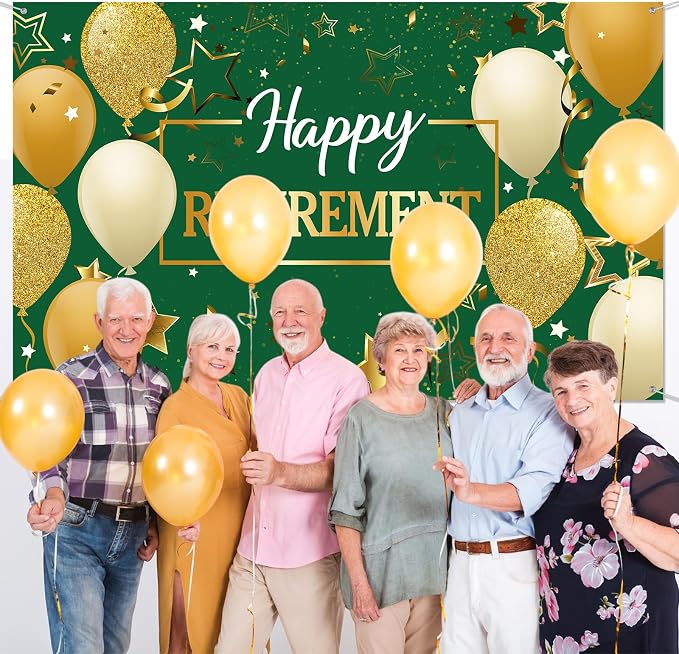 Blulu Retirement Party Decorations, Extra Large Fabric Retire Sign Banner Photo - Image 6