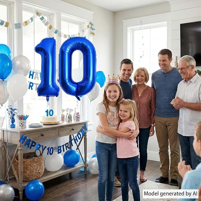 Navy Blue Number 0 Balloon 40 Inch, Foil Oval Numeral Refined Event Decor | - Image 7