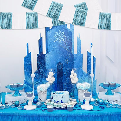 BEISHIDA Light Blue White Fringe Garland Banner Wall Tinsel Foil Streamers | - Image 5