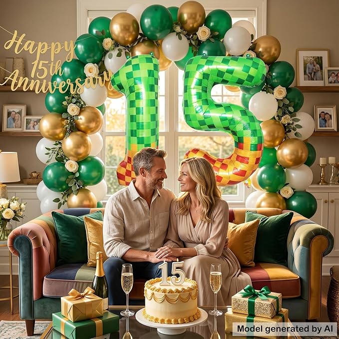 40 Inch Pixel Foil Number 15 Balloon - Image 7