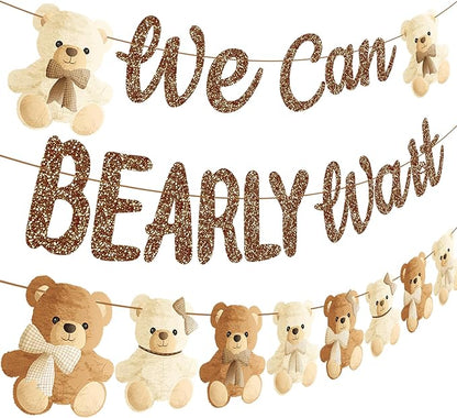 umoni Teddy Bear Banner, We Can Bearly Wait, Baby Shower Decorations, Gender - Image 2