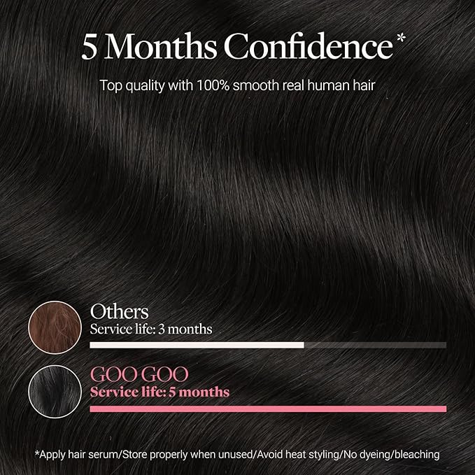 GOO GOO Tape in Hair Extensions Human Hair, 1B Natural Black, 4cm Wide Tape, 20inch 20pcs 80g, Real Human Hair, Seamless Tape in, Instant Length&Volume