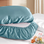 Manyshofu Satin Pillowcases for Hair Protection - 2Pcs Blue Pillow Cases, Elastic Band Standard & Queen Satin Pillowcases Luxury Silky Pillow Cases Travel Pillow Covers