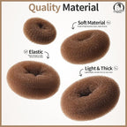 Teenitor Hair Bun Maker, 7pcs Bun Donuts for hair Buns(1 Extra-Large, 2 Large, 2 Medium, 2 Small), Light Brown
