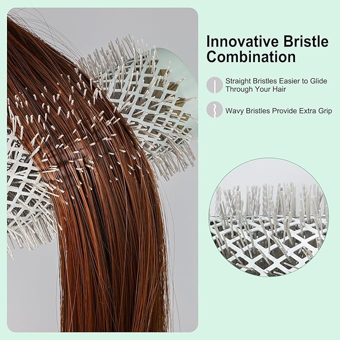 Eagle Fortress Round Brush for Blow Out, Thermal Ceramic Hair Brush for Blow Drying with Ionic Bristle for Professional Blowout Brushing - Green, 25mm