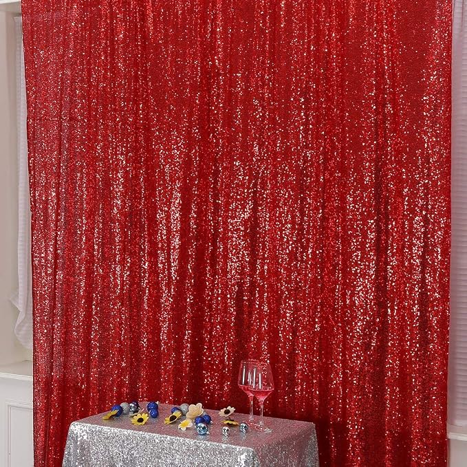 Poise3EHome Red Sequin Backdrop, 20Ft x 10Ft Glitter Photography Background - Image 4