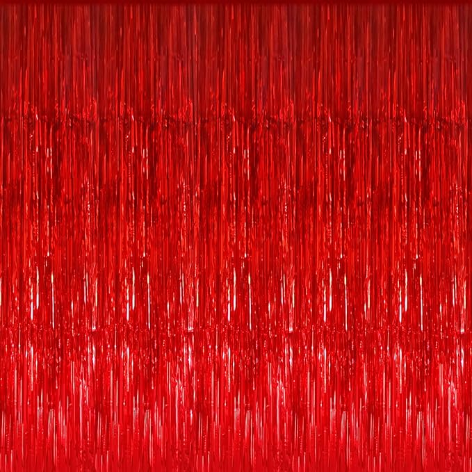 GOER 3.2 ft x 9.8 ft Metallic Tinsel Foil Fringe Curtains Party Photo Backdrop by GOER