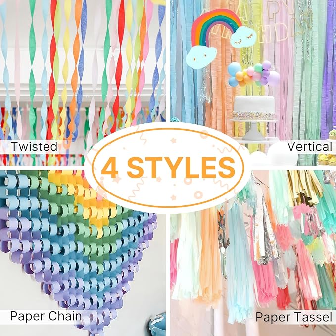 PartyWoo Crepe Paper Streamers 6 Rolls 492ft, Pack of Peach, Light Pink and - Image 5
