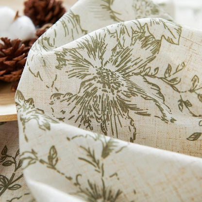 jinchan Green Floral Linen Curtains 63 Inch Farmhouse Back Tab 2 Panels | Light - Image 8