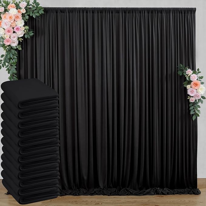 60 ft x 10 ft Wrinkle Free Black Backdrop Curtain by Outpain