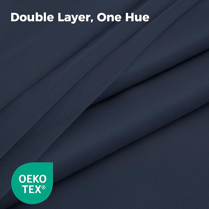 100% Blackout Curtains for Bedroom, Double Layer Navy Blue Curtains, Room - Image 4