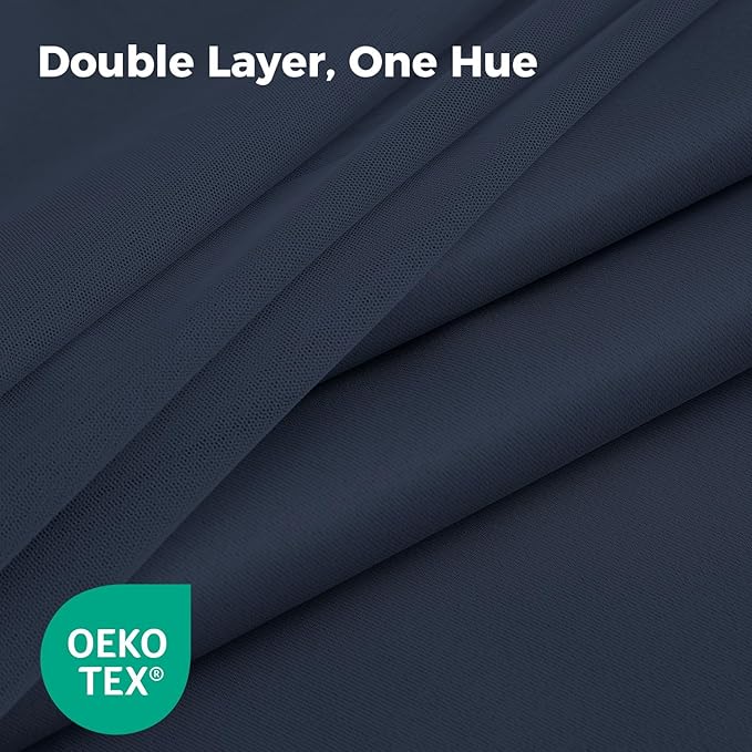 100% Blackout Curtains for Bedroom, Double Layer Navy Blue Curtains, Room - Image 4
