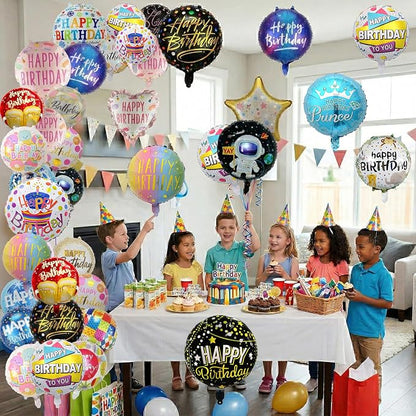 100 Pcs Happy Birthday Foil Balloons Set18 Inch Round Happy Birthday Balloons - Image 4