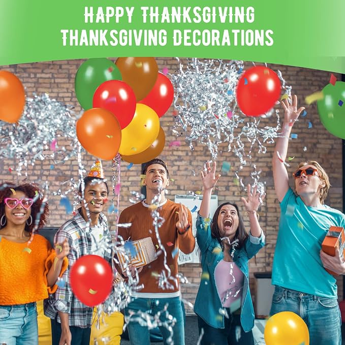 Orange Red Yellow Green Brown Latex Thanksgiving Balloons 45ct 12in | Latex - Image 4